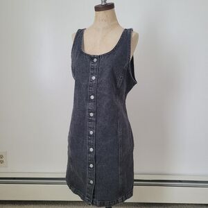 Levi's Tuli Denim Mini Dress Black Stonewash L 100% Cotton 90s